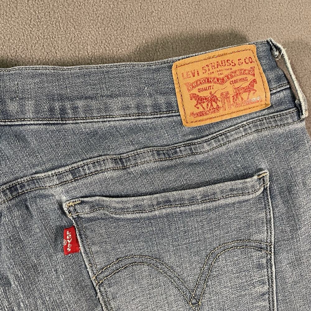 Levis 505 Jeans Womens Sz 14 Blue Straight Denim High Rise Stretch Medium Wash - Picture 10 of 10
